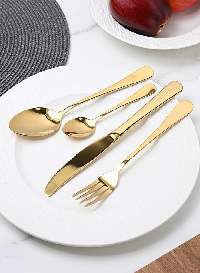 Ollieroo 24 Pieces Durable and Stylish Cutlery Set  for Comfort and Stylish Table Settings Gold - Image 2